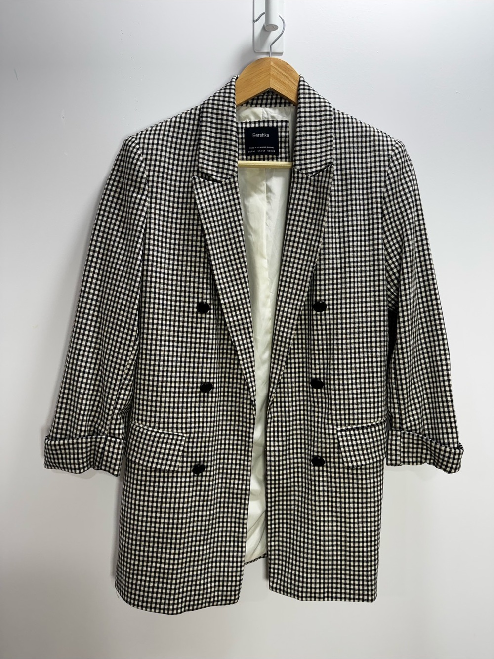 Bershka Black & White Gingham Blazer size M